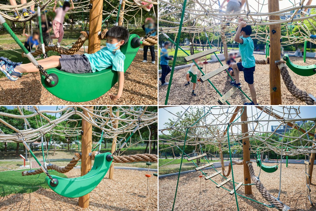｜新竹竹北親子公園｜小猴森林公園/興隆公園♥兩個公園一起玩/小竹繪本主題遊戲場/盪鞦韆/滑梯遊戲區/攀爬網/竹北共融式遊戲場
